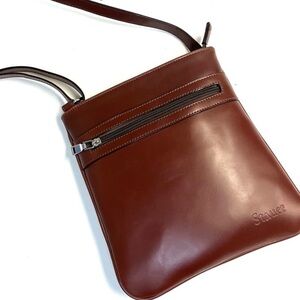 NWOT Stauer Brooklyn Brown Leather Hip Bag Crossbody